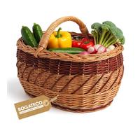 BOGATECO Panier en osier naturel avec poignée | Grand panier à provisions 45 x 30 x 23 | Tissé à la main | Disponible en quatre couleurs | Panier de rangement | Panier | Marron