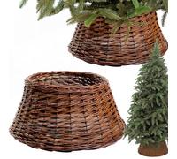 BOGATECO Panier en osier pour sapin de Noël, 60 cm de diamètre, jupe de sapin de Noël, couleur naturelle, support en osier, fait à la main, marron