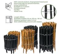 BOGATECO Clôture en rouleau en bois de noisetier imprégné - 60 cm de haut et 500 cm de long - Clôture en bois - Distance entre les lattes : 4 à 5 cm - Clôture en lattis parfaite comme bordure de