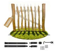 BOGATECO Portillon de Jardin en Noisetier 120x100cm - Ouverture Droite - Barrière en Bois Naturel Style Ganivelle Closet Portillon