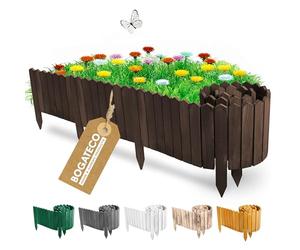 BOGATECO Rollborder de Rail en Bois, 200 & 10cm Sapin | Clôture du Jardin, palissade pour marquer Les chemins et Les limites de parterres de Fleurs, pelouses | Flexible | Imprégné | Brun foncé