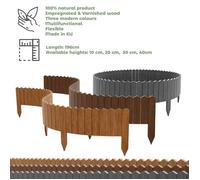 BOGATECO Rollborder de Rail en Bois, 200 & 20cm Sapin | Clôture du Jardin, palissade | Flexible | Imprégné | Brun Clair