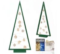 BOGATECO Sapin de Noël en bois avec éclairage LED - 104 cm de haut - Décoration en bois incluse - Décorations de Noël - 30 LED