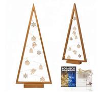 BOGATECO Sapin de Noël en bois avec LED 104 cm de haut brun | Décoration en bois incluse | Décorations de Noël | 100 LED