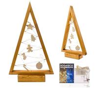 BOGATECO Sapin de Noël en bois avec LED de 52 cm de haut | Décoration en bois incluse | Décorations de Noël | 20 LED |