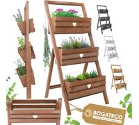 BOGATECO Set de 3 pots de fleurs sur un support 110cm | Set de 3 pots de fleurs bac à plantes 40x18cm | Pot de fleurs en bois pour tomates et fleurs, pot de plantes pour jardin balcon |