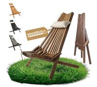 BOGATECO Transat de Jardin Pliable en Bois avec Coussin - Chilienne de Terrasse et Balcon - Chaise Longue Extérieur - Bain de Soleil Pliant - 100 x 55 x 90 cm - Brun foncé