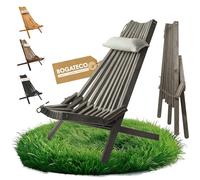 BOGATECO Transat Pliable en Bois de Jardin | 100 x 55 x 30 cm | Longueur du Dossier 90 cm | Lit de Soleil | Chaise Longue Relax de Plage | Confortable, Stable et Fonctionnel | Gris