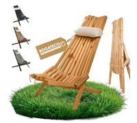 BOGATECO Transat Pliable en Bois de Jardin | 100 x 55 x 30 cm | Longueur du Dossier 90 cm | Lit de Soleil | Chaise Longue Relax de Plage | Confortable, Stable et Fonctionnel | Brun