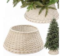 BOGATECO WIT Panier en osier pour sapin de Noël, 70 cm de diamètre, jupe de sapin de Noël, couleur naturelle, fabriqué à la main