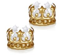 BOGCLEE 2 PCS Couronne Gonflable, Couvre Chef de Décoration D'Anniversaire, Couvre Chef Gonflables pour Princesse, Roi, Anniversaire
