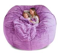 BOGDTF Fauteuil Poire en Fausse Fourrure pour Adulte, Violet, Grand, 90 cm x 180 cm, Luxueux Pouf de Salon en Fourrure