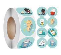 BOGEEL 1 lot de 500 étiquettes autocollantes pour enveloppe, 1 lot de 500 autocollants décoratifs de 2,5 cm pour chats Stickers