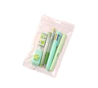 BOGEEL Lot de 6 stylos à bille multicolores avec surligneur rétractable, gomme, ruban correcteur, vert