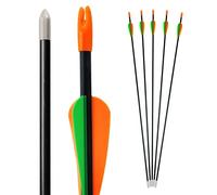 Bogenkönig Flèches de Tir à l'arc | Lot de 5 | Flèches d'arc en Fibre de Verre avec Pointe en Métal pour Débutants et Avancés | 28 Pouces