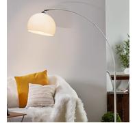 Bogenlampe 166 cm, Chrom & Weiß, schwenkbare Lampe lampe à arc moderne, lampadaire avec tête pivotante et interrupteur à pied