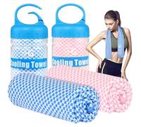 BOGI Lot de 2 serviettes rafraîchissantes pour le cou (100 x 30 cm) - Serviette de sudation douce et respirante pour homme et femme - Restez au frais pour le yoga, le sport, la gym, le camping et