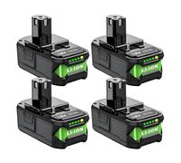 BOGJFC Batterie 18V Li-Ion 6000mAh Compatible Avec Ryobi P108 Pour Outils, P113 P114 P116 P117 P118 P119 P125, Sortie Stable Pour Perceuses Et Scies(4pcs battery)