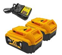 BOGJFC Batterie 20V Compatible Avec DeWalt 20V MAX, Li-Ion 6Ah/8Ah, BMS Intégré, Voyant LED, Usage Par Temps Froid, Pour Perceuses, Scies Et Outils De Chantier(2PCS 8Ah-charger)
