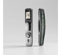 BOGJFC Serrure 3D Visage Avec Caméra Reconnaissance Faciale Empreinte Mot De Passe Carte IC Clé Mécanique Tuya App Batterie Rechargeable Mortise 6068 Alliage Aluminium Noir Gris