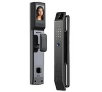BOGJFC Serrure Intelligente Reconnaissance 3D Du Visage Avec Caméra Empreinte Mot De Passe Carte IC Pour Maison Bureau Portes Bois Acier Corps Acier Inox IP67 Batterie(24x260(6068) R S)