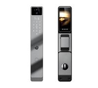 BOGJFC Serrure Intelligente Tuya WiFi Empreinte Digitale Reconnaissance Faciale Caméra Mot De Passe Carte Aluminium Taille: 24 X 260 Mm (6068), Connecteur Rond Double