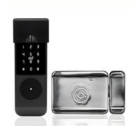 BOGJFC Serrure Rim Bolt Wifi Tuya Empreinte Digitale IP65 Étanche Alliage D Aluminium Pour Portail Extérieur Avec Clavier Carte RFID Application Télécommande(Single-fingerprint)