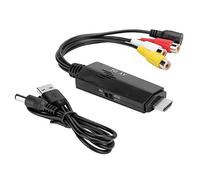 Bognajin Convertisseur HDMI vers AV, Adaptateur vidéo mâle vers Femelle, convertisseur de Signal HD numérique vers analogique pour TV VHS VCR graveur DVD, avec câble USB, matériau ABS