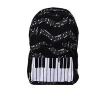Bognajin Musical Keys Design Student Backpack, Oxford Tissu à paquet multifonctionnel, noir et blanc, pour les adolescents, avec dos rembourré réglable et bretelles épaisses respirantes