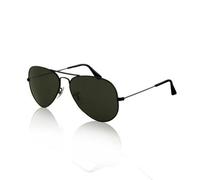 BoGoo Lunettes de soleil style pilote rétro avec monture en métal pour adulte, unisexe, protection UV400, Monture noire, verres noirs, 55mm x 60mm