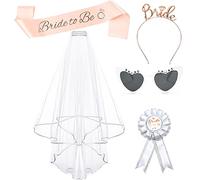 Bogoro 5 PCS kit EVJF Bride to be Enterrement de Vie de Jeune Fille Accessoire Contient Voile de Mariée Bandeau Lunettes de Soleil Broche Ceinture Adapté à Enterrement deVie de Jeune Fille