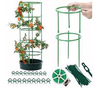 Bogoro Tuteur Tomate Cerise 4 Pièces Personnalisable Support pour Plantes Grimpantes avec Pince Plante 18 pcs, 20 Mètres Rouleaux de Ligne 1 pcs,Attache 12 pcs pour Jardin Floral Tomates Concombre