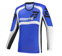 Bogotto Ares-MTN Maillot de motocross, noir/bleu/blanc, Taille XS