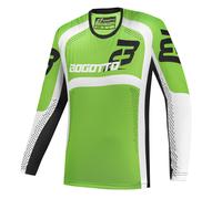 Bogotto Ares-MTN Maillot de motocross, Noir/Vert/Blanc, Taille M