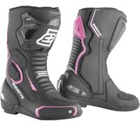 Bogotto Carta Race bottes de moto pour dames perforées, noir-blanc-rose, taille 38 pour femmes