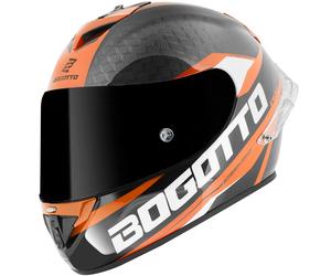 Bogotto FF104 SPN Casque en carbone, Orange/Noir, Taille XS
