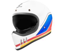 Bogotto FF980 EX-R Casque de Croix Caferacer, Blanc/Bleu/Rouge, 2XL