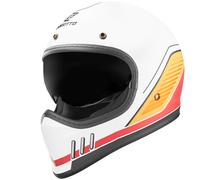 Bogotto FF980 EX-R Casque de croix Caferacer, blanc-rouge-jaune, taille XL pour femmes