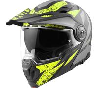 Bogotto FG-102 Safari Casque d’enduro en fibre de verre, noir-gris-jaune, taille S pour homme