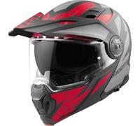 Bogotto FG-102 Safari Casque d’Enduro en Fibre de Verre, Noir Mat/Gris/Rouge, XL