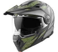 Bogotto FG-102 Safari Casque d’Enduro en Fibre de Verre, Noir Mat/Gris/Vert, M