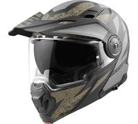 Bogotto FG-102 Safari Casque rabattable en fibre de verre Enduro, noir mat/gris/marron, Taille XL