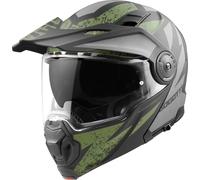 Bogotto FG-102 Safari Casque rabattable en fibre de verre Enduro, noir mat/gris/vert, Taille 2XL