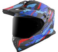 Bogotto FG-601 Sniper Casque d’enduro en fibre de verre, noir-rouge-bleu, taille M pour femmes