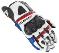 Bogotto Grand Champ Gants de moto, Blanc/Rouge/Bleu, Taille S