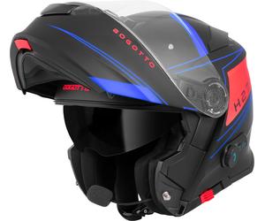 Bogotto H271 BT Taog Bluetooth Casque, Noir mat/rouge/bleu, Taille 2XL