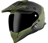 Bogotto H331 BT Tour EVO Bluetooth Casque d’enduro, Noir mat/vert, Taille S