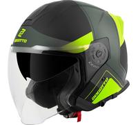 Bogotto H586 City-B Casque jet, noir mat/vert/jaune, Taille L (59/60)