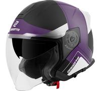 Bogotto H586 City-B Casque jet, noir-blanc-pourpre, taille XS pour femmes