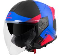 Bogotto H586 City-B Casque jet, noir-rouge-bleu, taille 2XL pour femmes